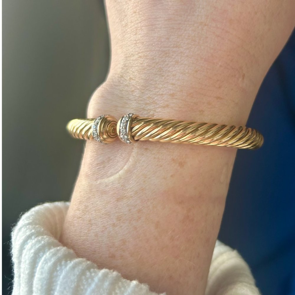 David Yurman Classic Cablespira® Bracelet, 18K Yellow Gold with Diamonds